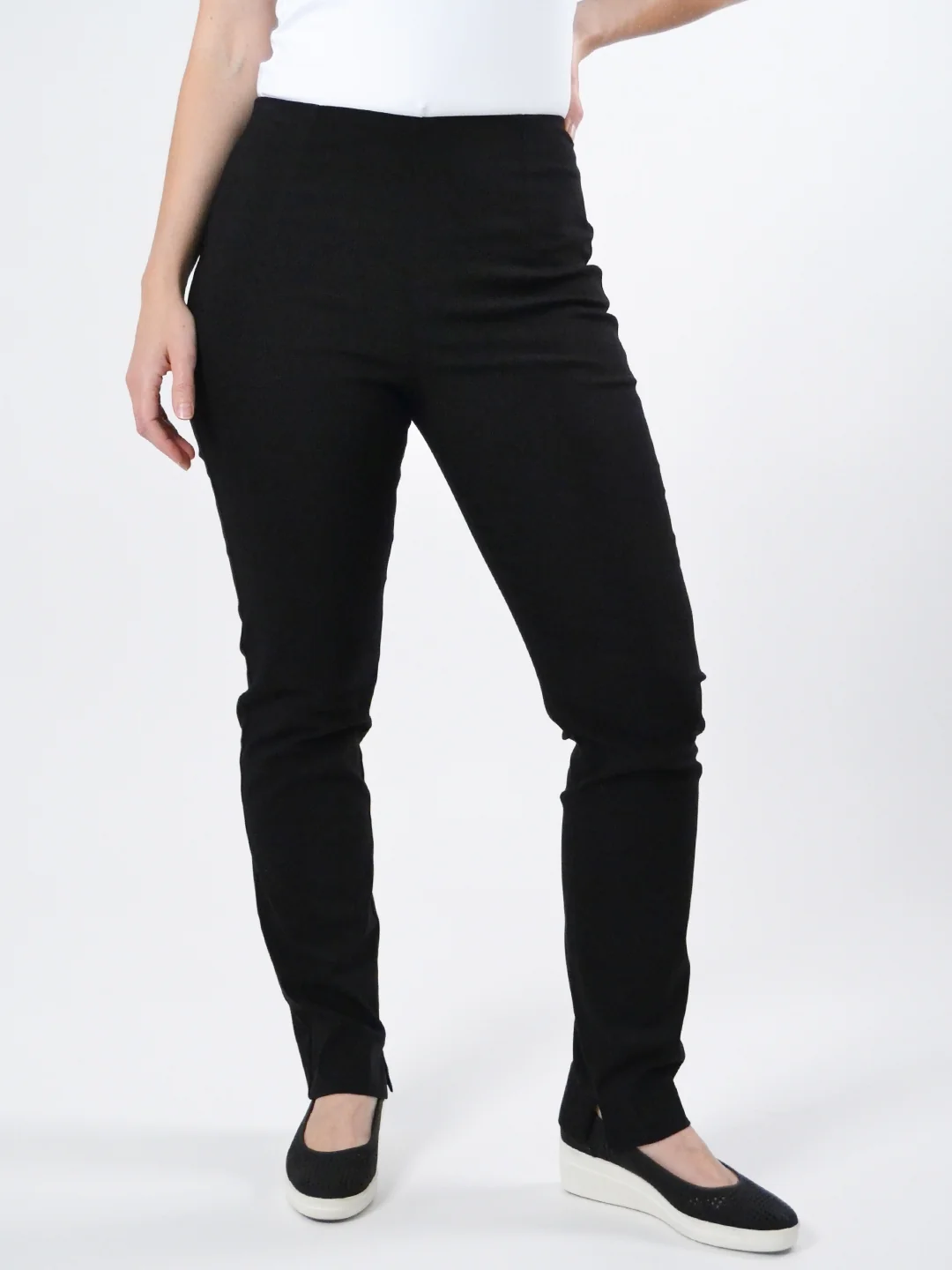 Zani Long Pant with Slit in Black